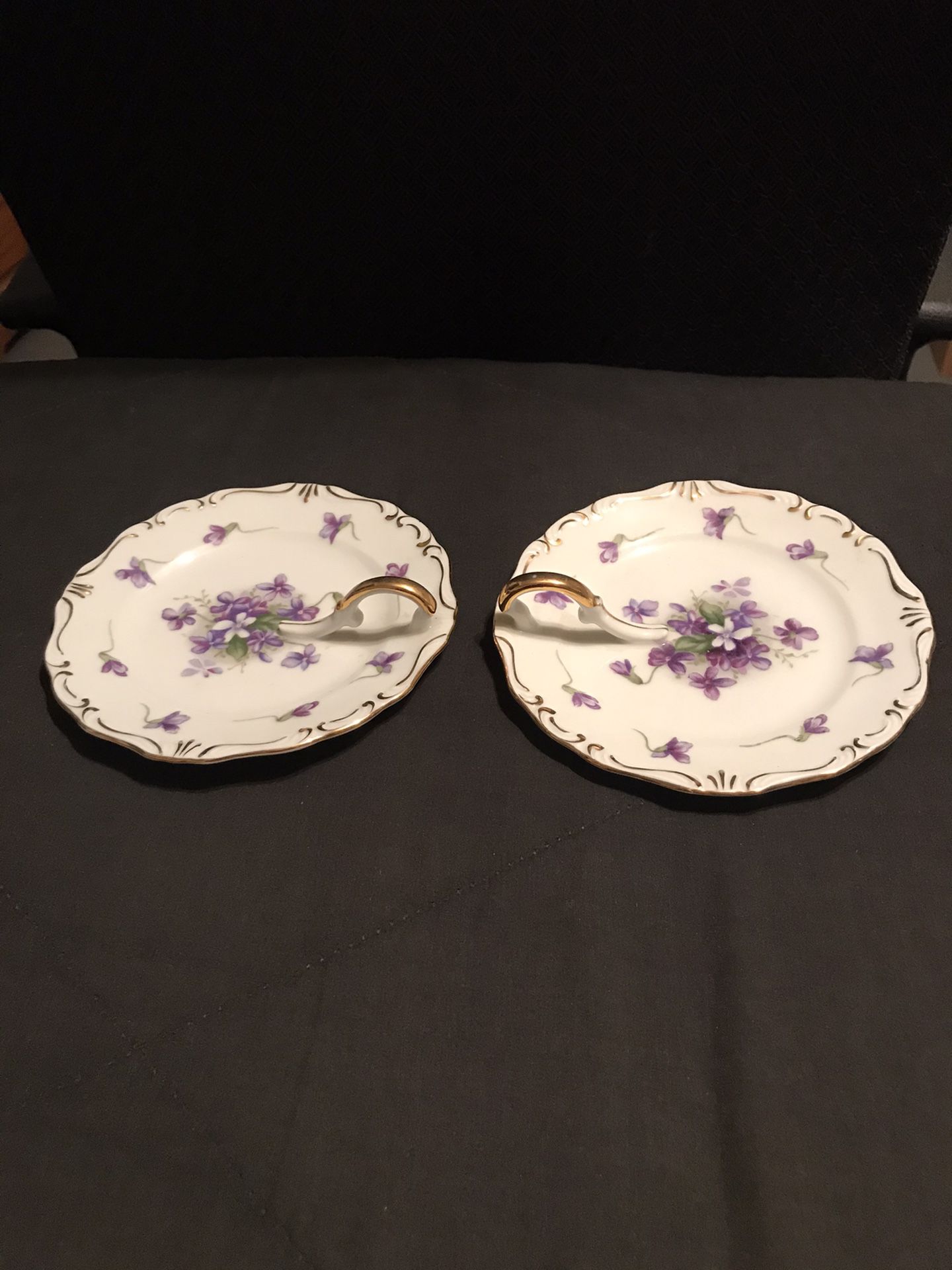 2 Vintage Rossetti Spring Violets Lemon Dishes Hand Painted Occupied Japan