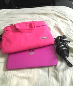 Pink hp laptop mini with case and charger