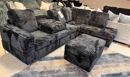 NEW BLACK SECTIONAL WITH OTTOMAN AND FREE DELIVERY ORDER HERE PAY ON ARRIVAL