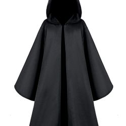 Kids Hooded Cloak Tunic Black 10-12 Y / Disfraz Capa Ninos Talla 12.