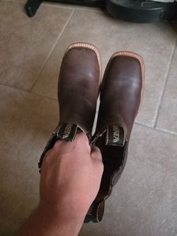 Brown leather boots