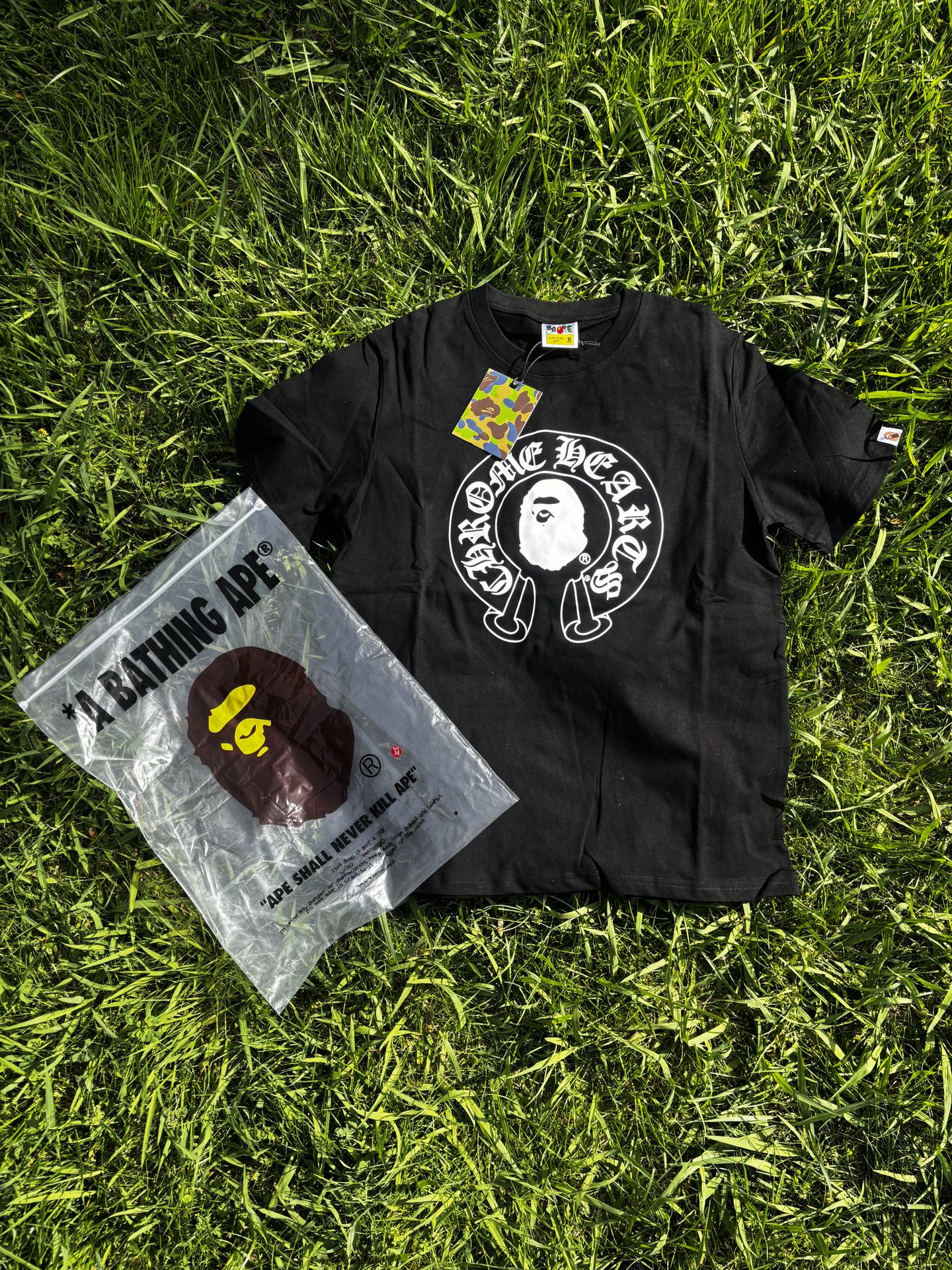 Black chrome hearts bape teee