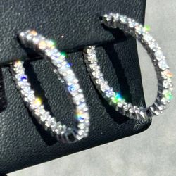 Roberto coin 18K White Gold & 1.7 TCW Diamond Inside-Out Hoop Earrings/25MM