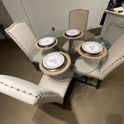 Glass Dining Table and 4 Chairs 