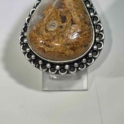 Silver Teardrop Stone Ring