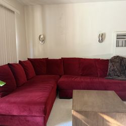 Custom Red Velvet Couch