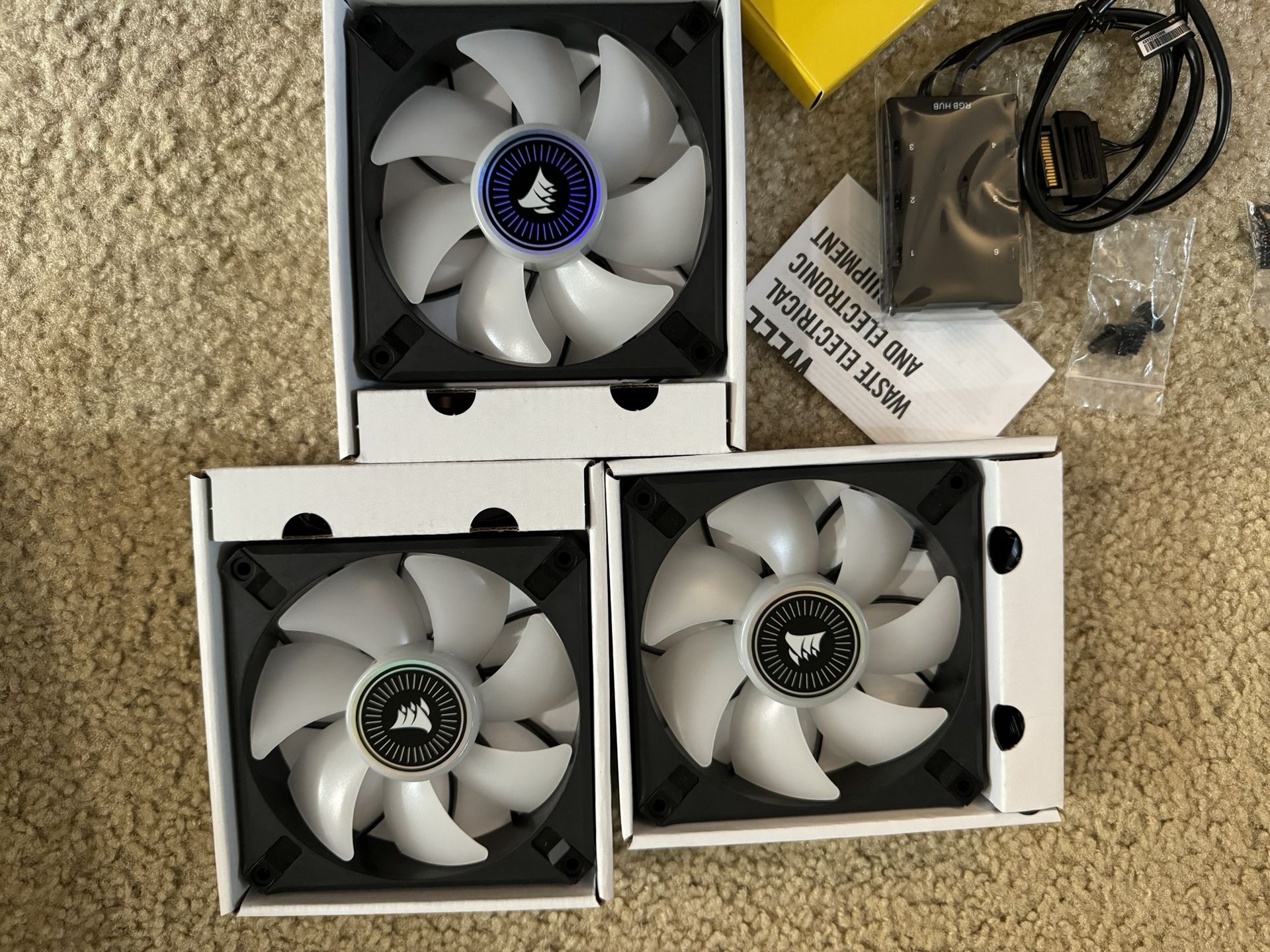 Corsair 120 RGB 120mm Dual Light Loop LED Case Fan 3 Pack Black Computer Fans Cooling CPU Lights Pc Parts 