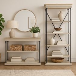 Industrial Farmhouse Console And Bookcase
