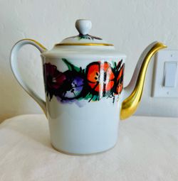 Bernard Buffet Anemones Bernardaud Limoges Pink Orange teapot
