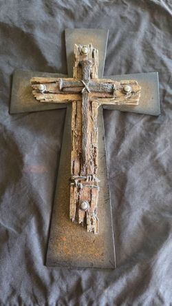 Rustic Industrial Cross Wall Decor 13" x 7"