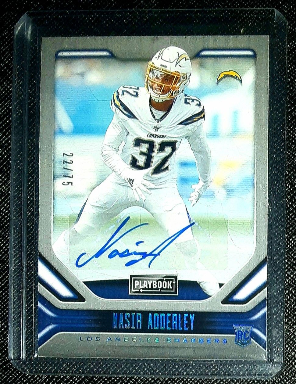 Nasir Adderley Rookie Auto 2019 Panini Playbook Platinum Serial Numbered 23/75 No.189