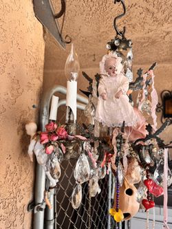 One of a kind custom whimsical made vintage doll antique Italian chandelier