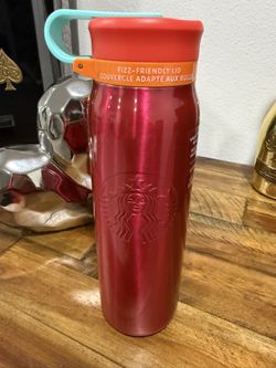 Starbucks Stainless Steel 20 oz Red Hot & Cold Fizz Lid Vacuum Insulated Bottle