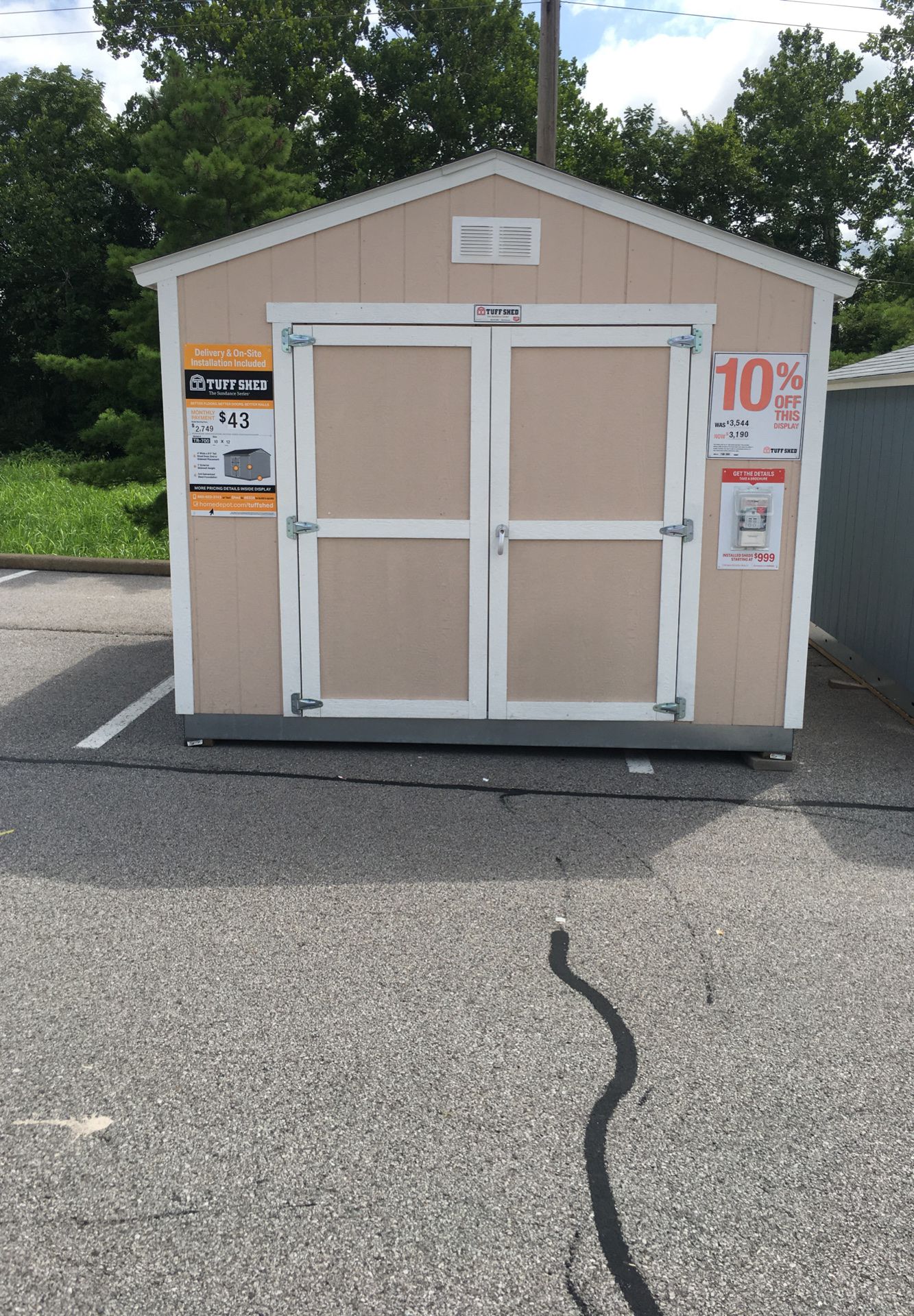 TUFF SHED 10 x 12 for $3190 delivered