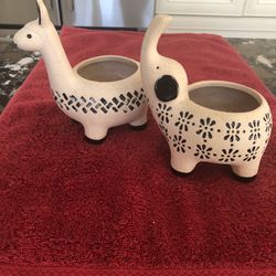 Pair Of Cute Elegant Mini ceramic Pots  Hand Painted  