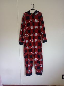Disney Mickey Mouse Plaid One Piece Pajamas L Women's