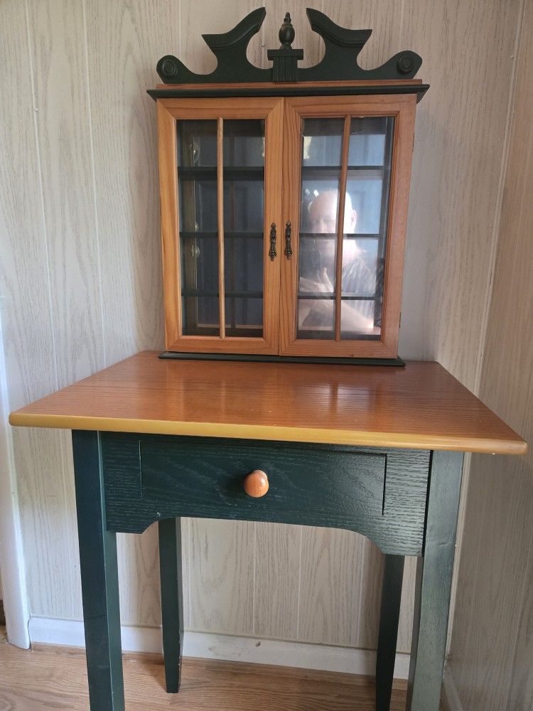 Wall Curio cabinet and matching Table