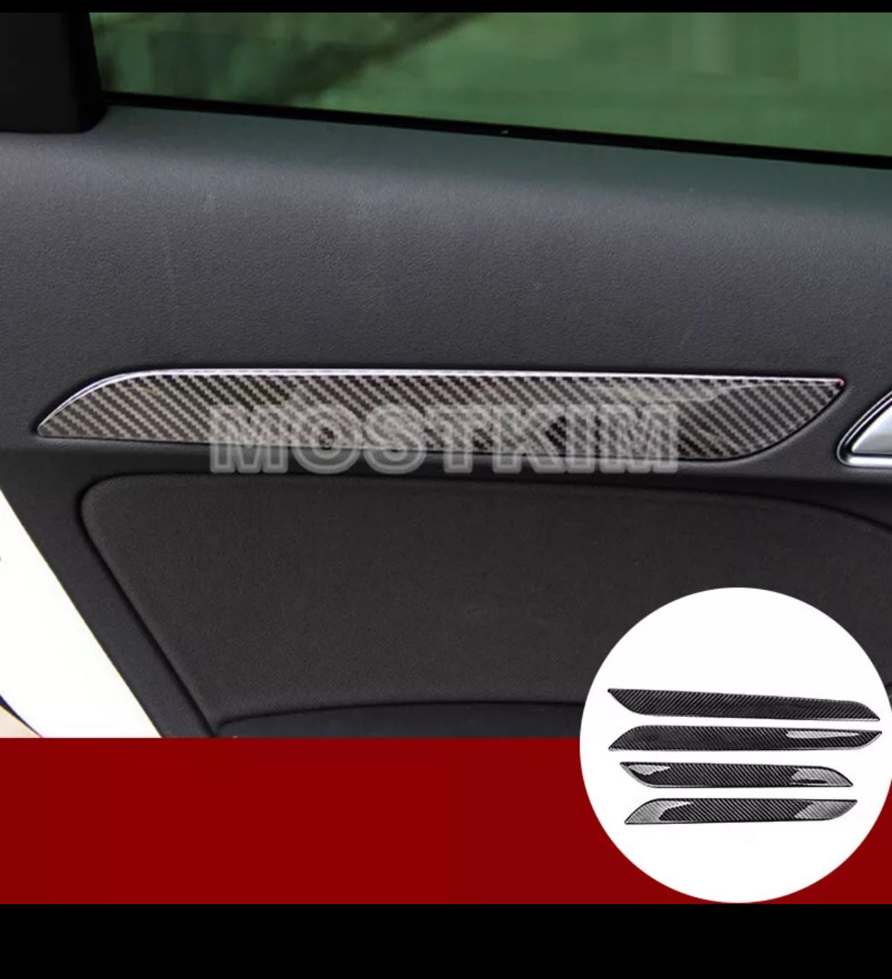 Carbon Fiber Car Door Panel Molding Trim Cover 5pcs For Audi Q3 8U 2012-2018