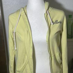 Yellow Hollister Zip Up Hoodie 