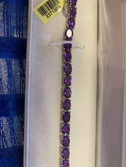 Glen’s Gargantuan amesthyst oval bracelet 7.5 sterling silver
