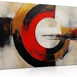Abstract Red Black Gold Canvas Art 40x20 inch