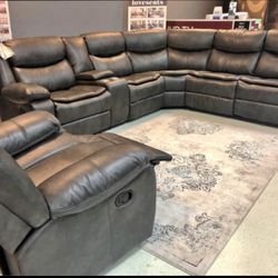 Reclining Leather Sectional In Stock For Immidiate Delivery 