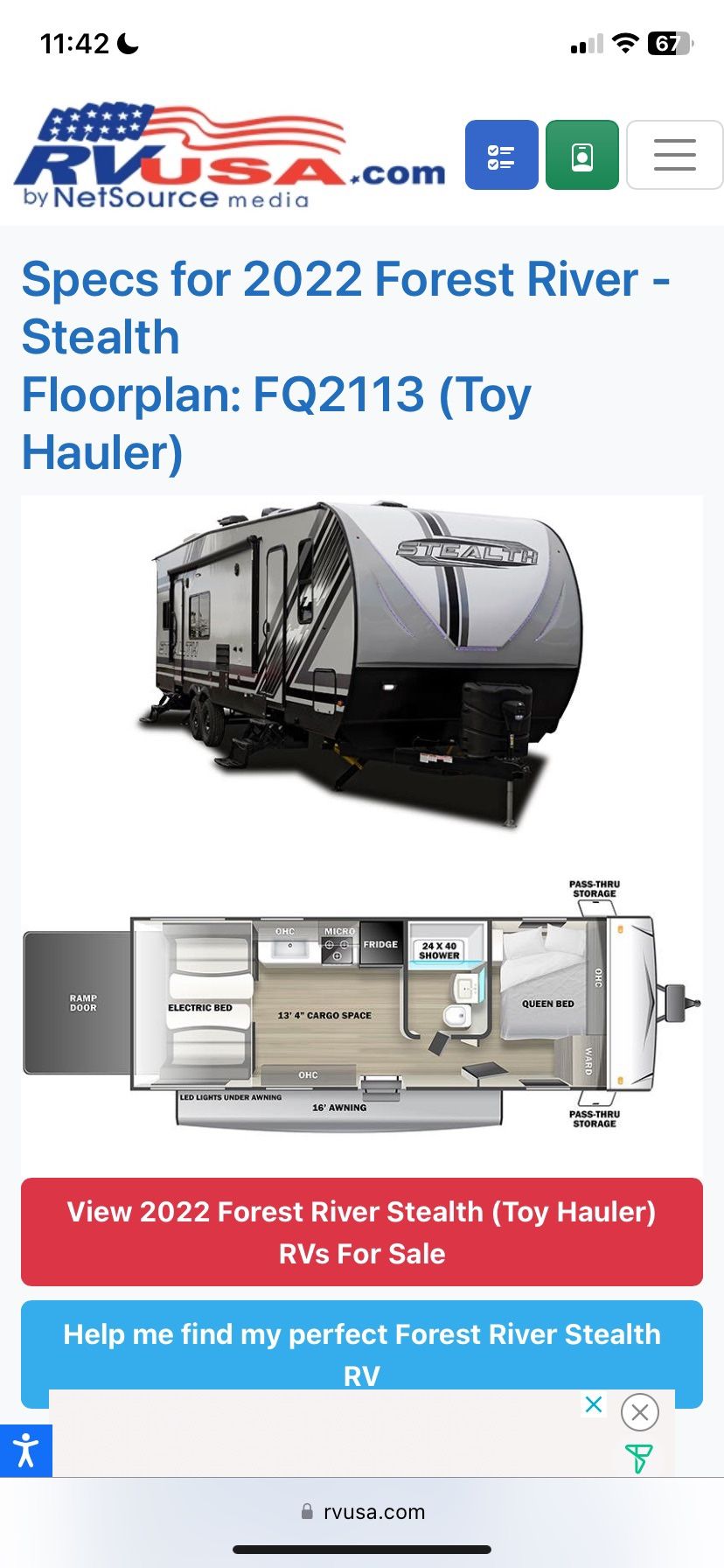Toy hauler 18ft
