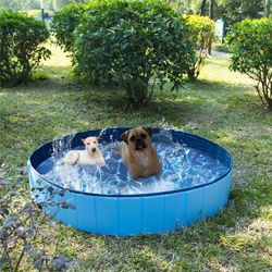 New In Box 59 Inch Diameter Easy Setup Foldable Portable Pet Dog Puppy Swimming Pool With Water Drain Plug Sets Up In Minutes 