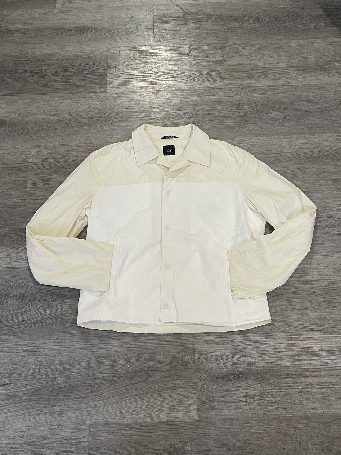 Vintage 90s Hugo Boss Mens Cream/ White Track Jacket