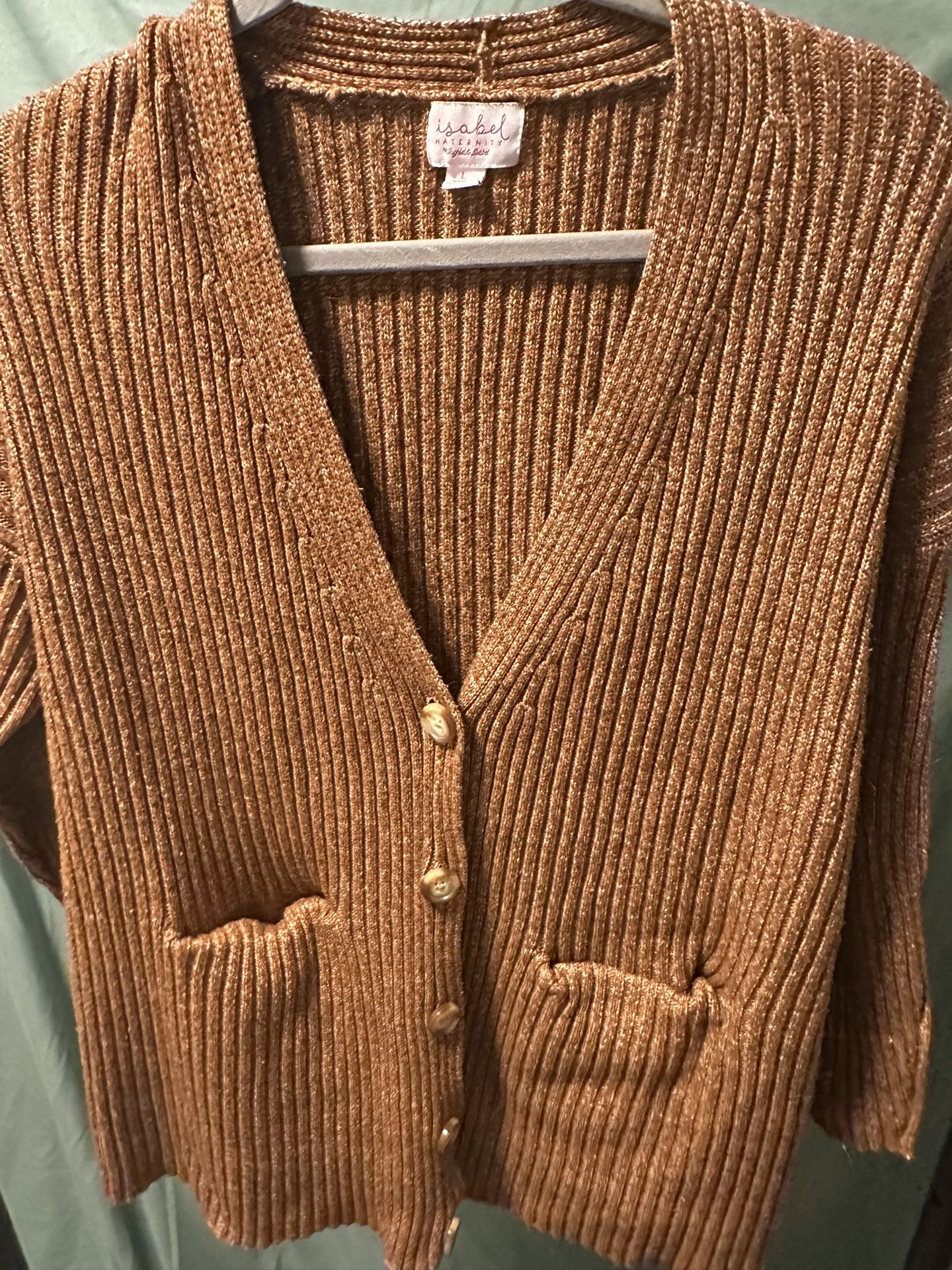 Isabel maternity brown cardigan with pockets