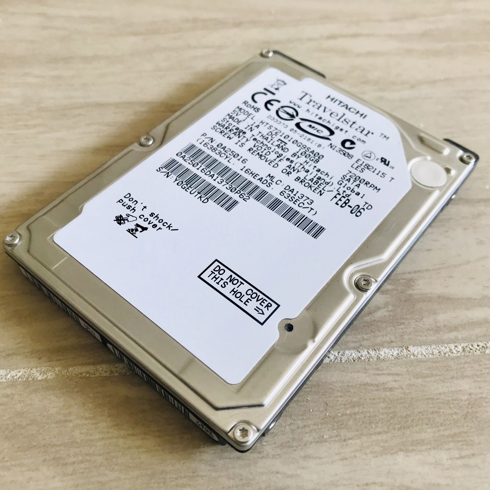 Hitachi Travelstar HTS721010G9SSA00 100GB Mini Internal 7200 RPM SATA, Tested, 4”x 2”
