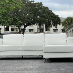Sectional Couch/Sofa - White - Faux Leather - Delivery Available 🚛