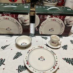 31 Piece Pfaltzgraff Snow Village Christmas Dishes