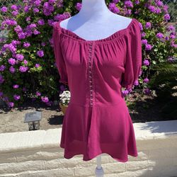 Fushia Short Sleeve Blouse