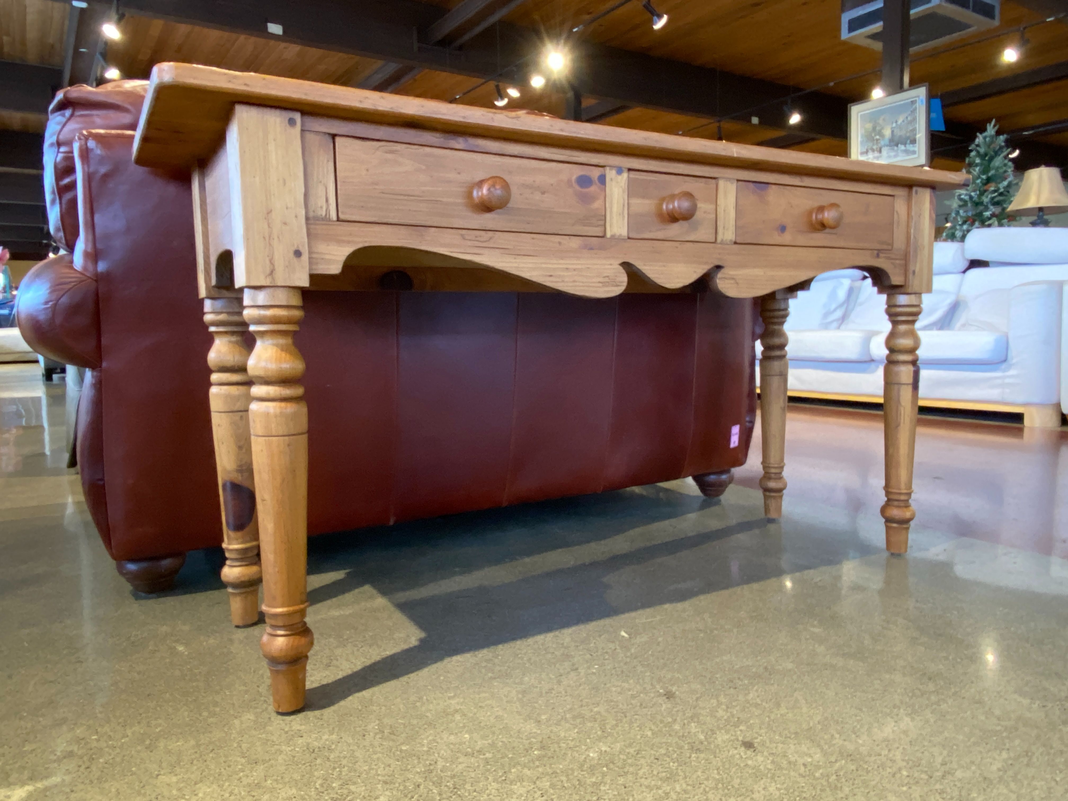 ETHAN ALLEN Rustic Console Table with Three Drawers