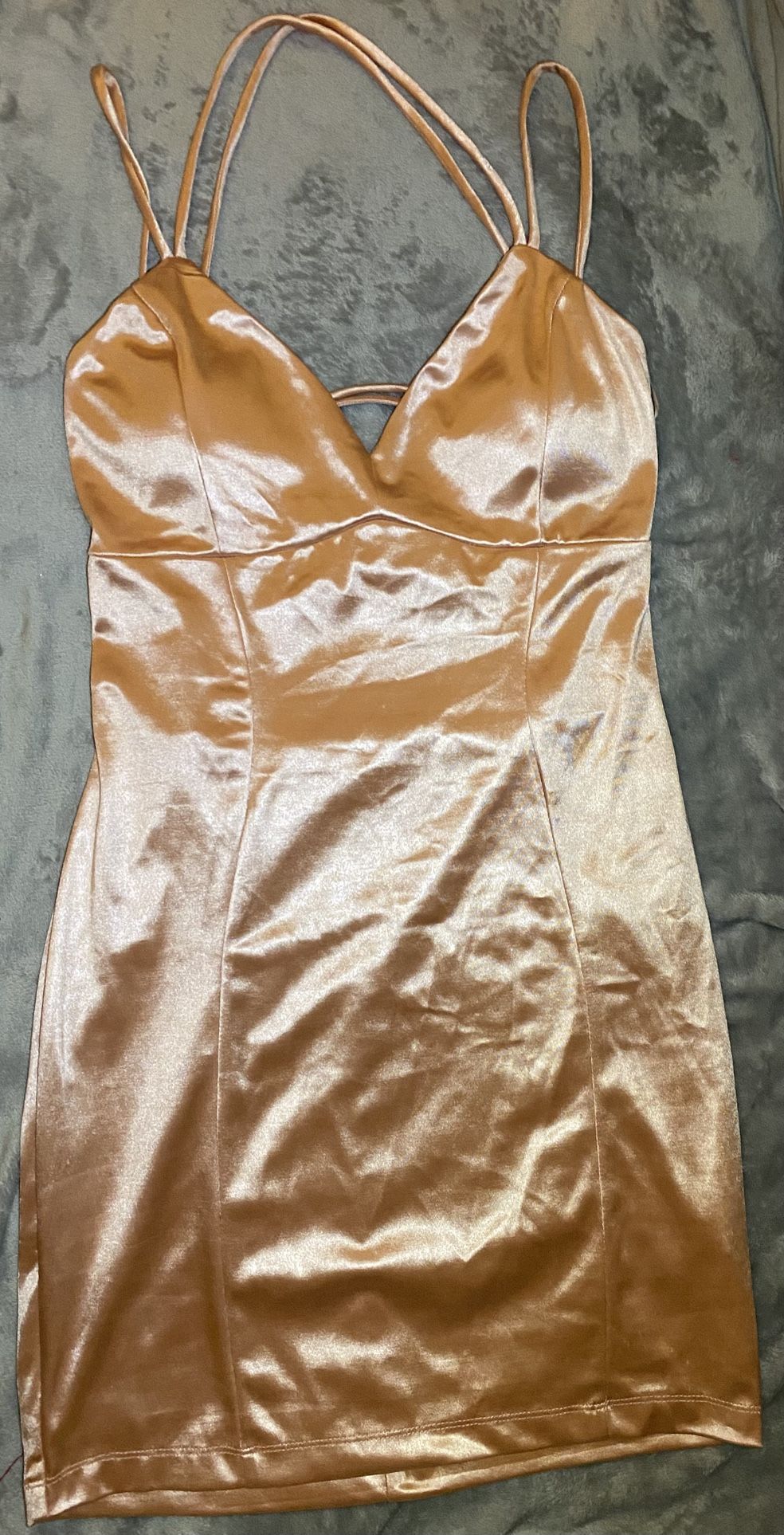 Rose Gold Satin Large Mini Dress