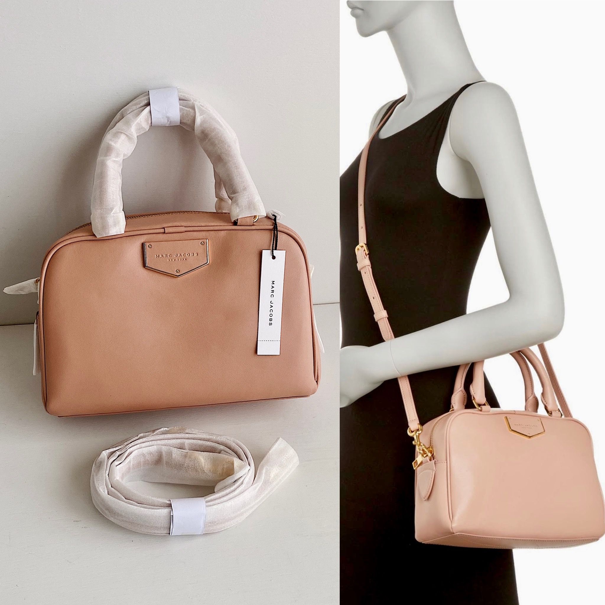 ✨New MARC JACOBS Leather Voyager Mini Satchel Crossbody Bag Ballet 