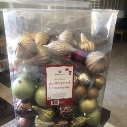$2 -Variety Large Christmas Gold Shatterproof Ornaments 