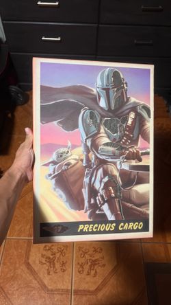 Mandalorian and Grogu reflective wall art