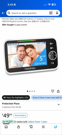 HelloBaby HB6550 5" Video Baby Monitor Open Box