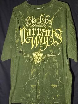 Y2K Blac Label Premium Warriors Way T-Shirt 4XL Green Embroidered Studded Grunge