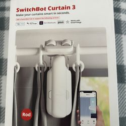 SwitchBot 2025 Automatic Curtain Opener 3 Rod-Bluetooth Remote Control, White 