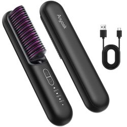 Anyask Cordless Hair Straightener Brush 400°F Lightweight Frizz-less