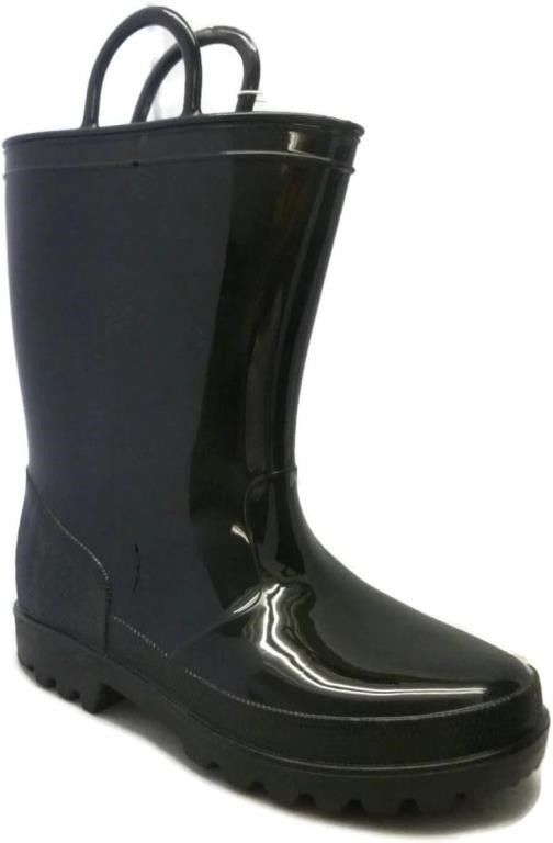 New Kids Sz 4 Black Rain Boots W Handles NWT