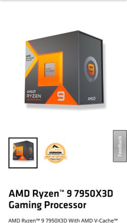 AMD Ryzen 9 7950X3D 16-Core 32-Thread Processor, 5.7 GHz, 128MB L3 Cache, AM5