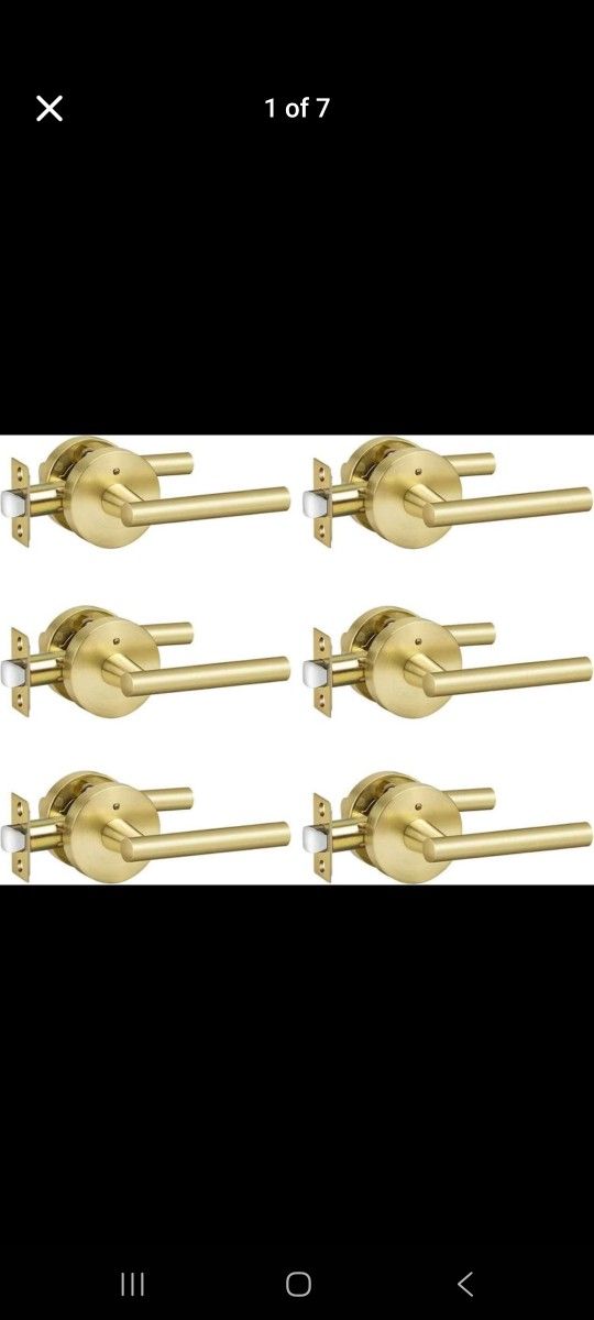 Gold Interior Door Handles lock Gold Privacy Lever matching lever Heavy Duty farmhouse modern 6 pack