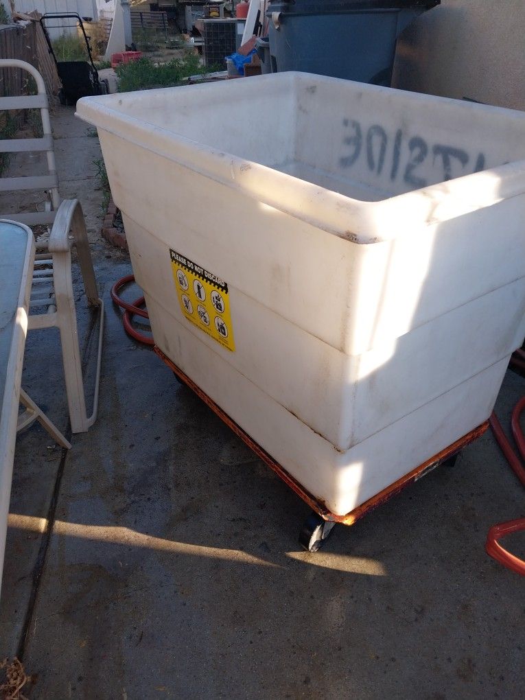 Large Bin On Rolling Flat Cart