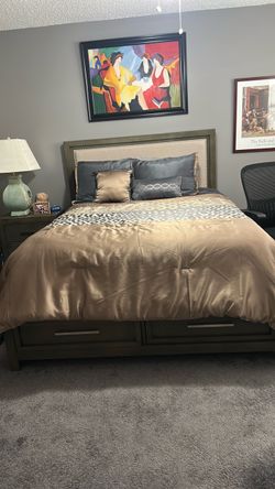 Queen Bed Frame with Storage Drawers