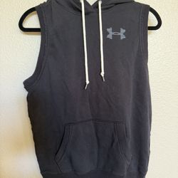Under Armour Black Sleeveless Hoodie Pullover Gym Sweatshirt