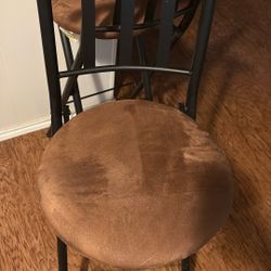 2 Indoor Metal Folding Stool with Slat Back and Microfiber Seat